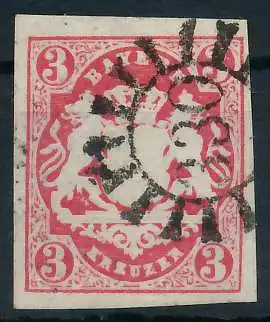 BAYERN MÜHLRADSTEMPEL AUF Nr 15 gMR 330 zentrisch gestempelt 6E80FA