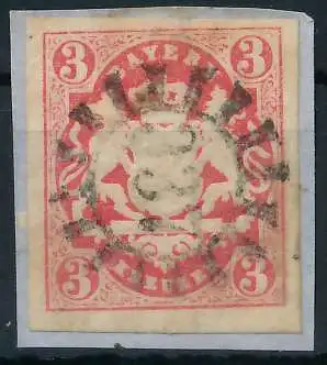 BAYERN MÜHLRADSTEMPEL AUF Nr 15 gMR 337 zentrisch gestempelt 6E80FE