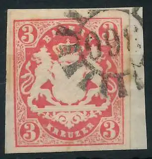 BAYERN MÜHLRADSTEMPEL AUF Nr 15 gMR 360 zentrisch gestempelt 6E811A