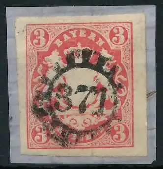 BAYERN MÜHLRADSTEMPEL AUF Nr 15 gMR 371 zentrisch gestempelt 6E8122