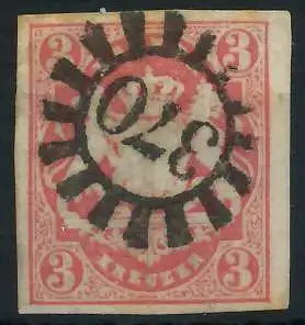 BAYERN MÜHLRADSTEMPEL AUF Nr 15 gMR 370 zentrisch gestempelt 6E811E