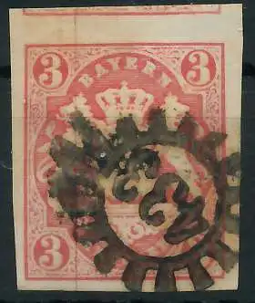 BAYERN MÜHLRADSTEMPEL AUF Nr 15 gMR 433 zentrisch gestempelt 6E8136