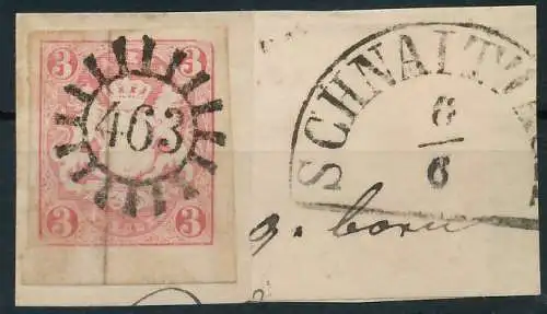 BAYERN MÜHLRADSTEMPEL AUF Nr 15 gMR 463 zentrisch gestempelt 6E8146