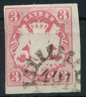 BAYERN MÜHLRADSTEMPEL AUF Nr 15 gMR 491 zentrisch gestempelt 6E814A