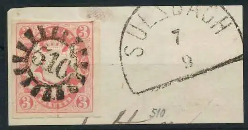 BAYERN MÜHLRADSTEMPEL AUF Nr 15 gMR 510 zentrisch gestempelt 6E8152