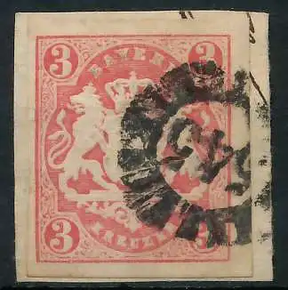 BAYERN MÜHLRADSTEMPEL AUF Nr 15 gMR 545 zentrisch gestempelt 6E8162