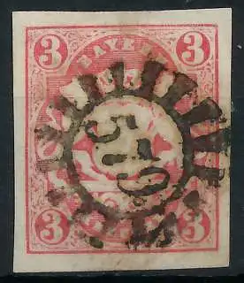 BAYERN MÜHLRADSTEMPEL AUF Nr 15 gMR 579 zentrisch gestempelt 6E8172