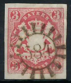 BAYERN MÜHLRADSTEMPEL AUF Nr 15 gMR 584 zentrisch gestempelt 6E8176