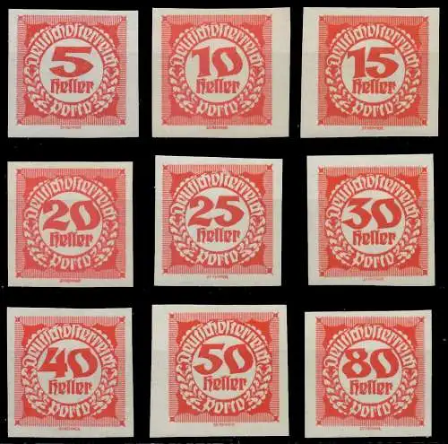 ÖSTERREICH PORTOMARKEN 1920 21 Nr 93-101 postfrisch 70767A