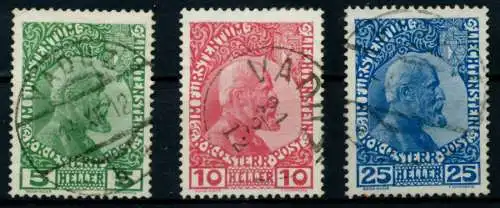 LIECHTENSTEIN 1912 Nr 1x-3x zentrisch gestempelt 6A8D56