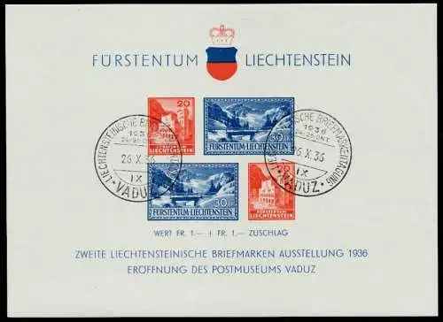 LIECHTENSTEIN BLOCK KLEINBOGEN Block 2 gestempelt 6A8EDE