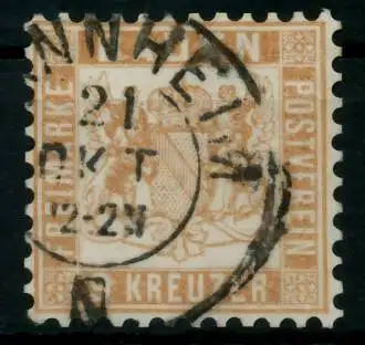 BADEN AUSGABEN VON 1862 - 1866 Nr 20b gestempelt gepr. 6BBF52