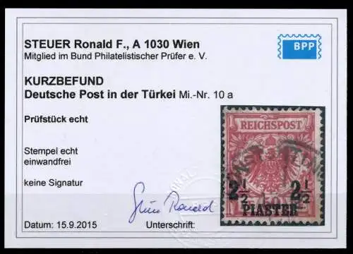 DEUTSCHE AUSLANDSPOSTÄMTER TÜRKEI Nr 10a gestempelt ATTE 6CDE9E