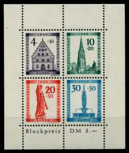 FRANZ. ZONE BADEN Block 1A postfrisch 6DD0FE