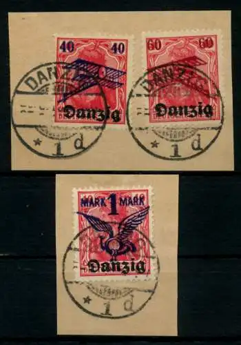 DANZIG 1920 Nr 50-52 zentrisch gestempelt Briefst³ck gepr. 6E6352