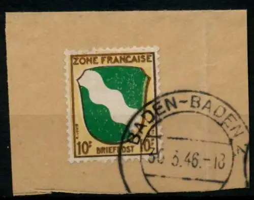 FRANZ. ZONE ALLG. AUSG. Nr 5 gestempelt Briefst³ck gepr. 6EB10E