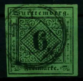 WÜRTTEMBERG AUSGABE VON 1851 Nr 3y gestempelt gepr. 7112BE