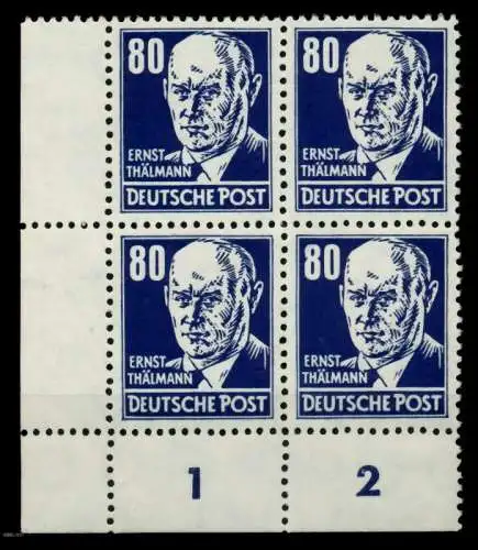 DDR 1952 Nr 339zaXI postfrisch VIERERBLOCK ECKE-ULI gep 71374A