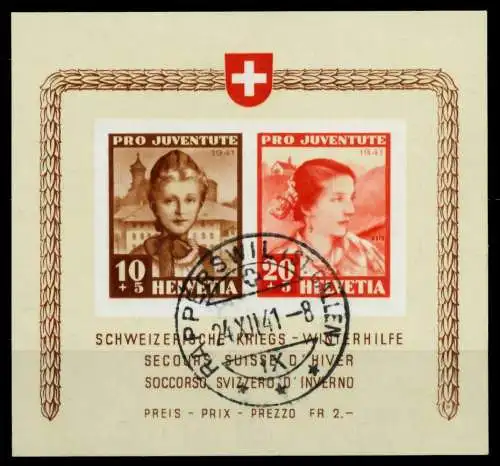 SCHWEIZ BLOCK KLEINBOGEN 1908-1944 Block 6 gestempelt ge 73F536