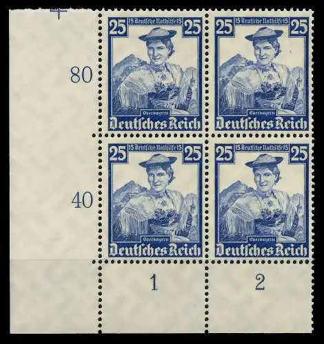 3. REICH 1935 Nr 595 postfrisch VIERERBLOCK ECKE-ULI 77D33E