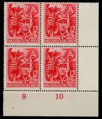 3. REICH 1945 Nr 909 postfrisch VIERERBLOCK ECKE-URE 7803A6