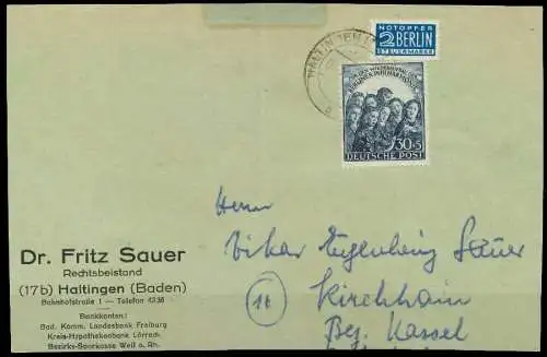 BERLIN 1950 Nr 73 gestempelt Briefst³ck 78B402