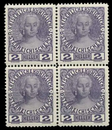 ÖSTERREICH 1908 Nr 140vPII postfrisch VIERERBLOCK 7A1346