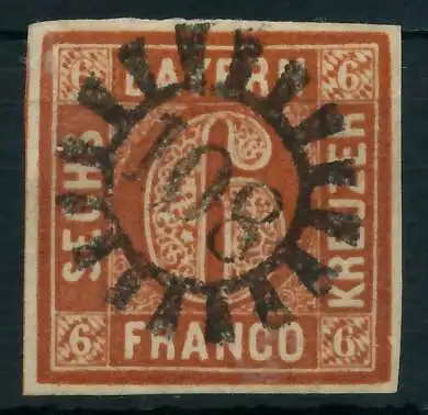 BAYERN MÜHLRADSTEMPEL AUF Nr 4II gMR 108 ZENTR- 87C11E