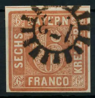 BAYERN MÜHLRADSTEMPEL AUF Nr 4II gMR 173 gestempelt 87E21A