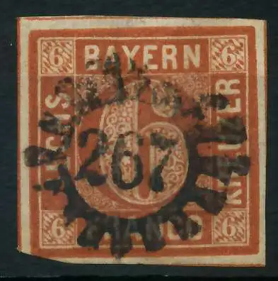 BAYERN MÜHLRADSTEMPEL AUF Nr 4II gMR 267 ZENTR- 88042E