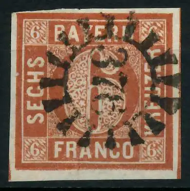 BAYERN MÜHLRADSTEMPEL AUF Nr 4II gMR 376 ZENTR- 8822D6