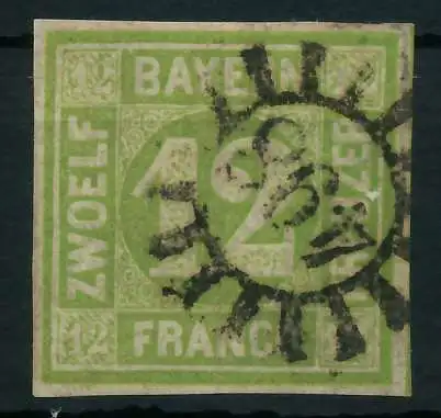 BAYERN MÜHLRADSTEMPEL AUF Nr 12 gMR 498 zentrisch gestempelt 883EEE