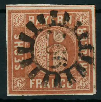 BAYERN MÜHLRADSTEMPEL AUF Nr 4II gMR 566 ZENTR- 8840E6