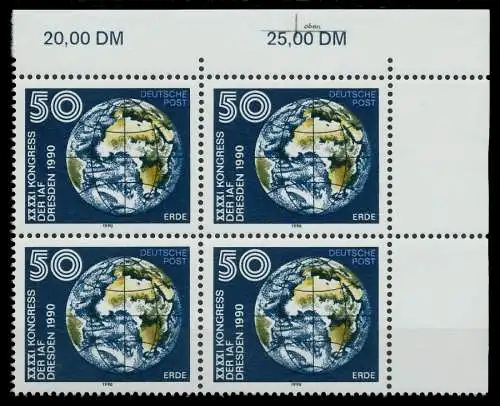 DDR 1990 Nr 3361 "oben" postfrisch VIERERBLOCK ECKE-ORE 02089A