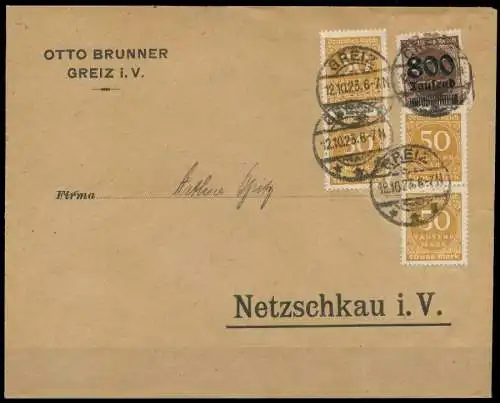 DEUTSCHES REICH 1923 INFLA Nr 305A + 275 BRIEF 298632