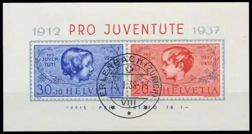 SCHWEIZ BLOCK KLEINBOGEN 1908-1944 Block 3 gestempelt 2EA436