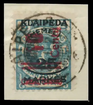 MEMEL 1923 Nr 230I zentrisch gestempelt Briefst³ck gepr. 41664A