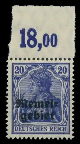 MEMEL 1920 GERMANIA Nr 4 POR postfrisch ORA 41695A