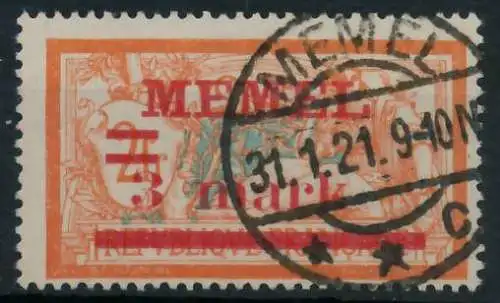 MEMEL 1920 Nr 29I zentrisch gestempelt ATTEST 472CEA