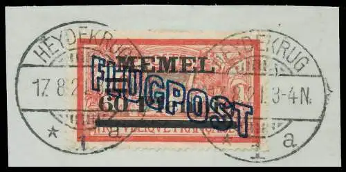 MEMEL 1921 Nr 41yIII zentrisch gestempelt Briefst³ck ATTEST 472D16