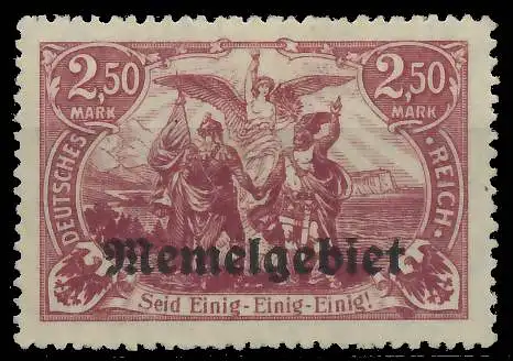 MEMEL 1920 GERMANIA Nr 13d ungebraucht gepr. 472EAA