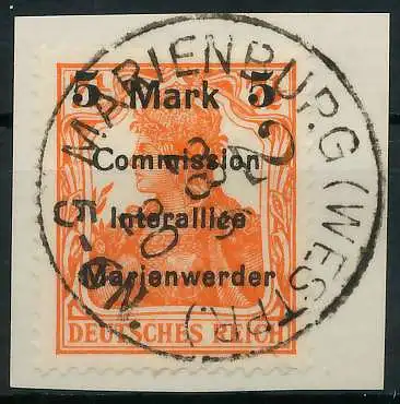 MARIENWERDER Nr 25Allla zentrisch gestempelt Briefst³ck gepr. 4944F6