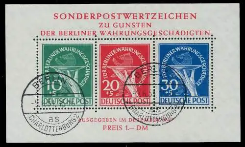 BERLIN BLOCK KLEINBOGEN Block 1 zentrisch gestempelt ATTEST 642062