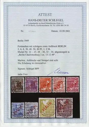 BERLIN 1949 Nr 21-34 zentrisch gestempelt ATTEST 642066