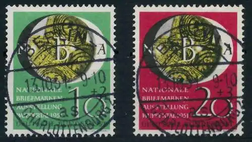 BRD BUND 1951 Nr 141-142 zentrisch gestempelt 642572