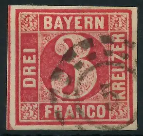 BAYERN MÜHLRADSTEMPEL AUF Nr 9 oMR __5 zentrisch gestempelt 71275E