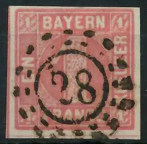 BAYERN MÜHLRADSTEMPEL AUF Nr 3 oMR _28 zentrisch gestempelt 712BF6