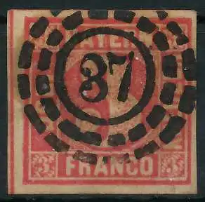 BAYERN MÜHLRADSTEMPEL AUF Nr 9 oMR _37 zentrisch gestempelt 712BE2