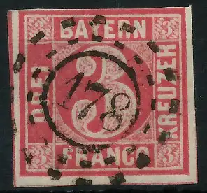 BAYERN MÜHLRADSTEMPEL AUF Nr 9 oMR 178 zentrisch gestempelt 7194CA