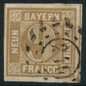 BAYERN MÜHLRADSTEMPEL AUF Nr 11 oMR 240 zentrisch gestempelt 7195FE